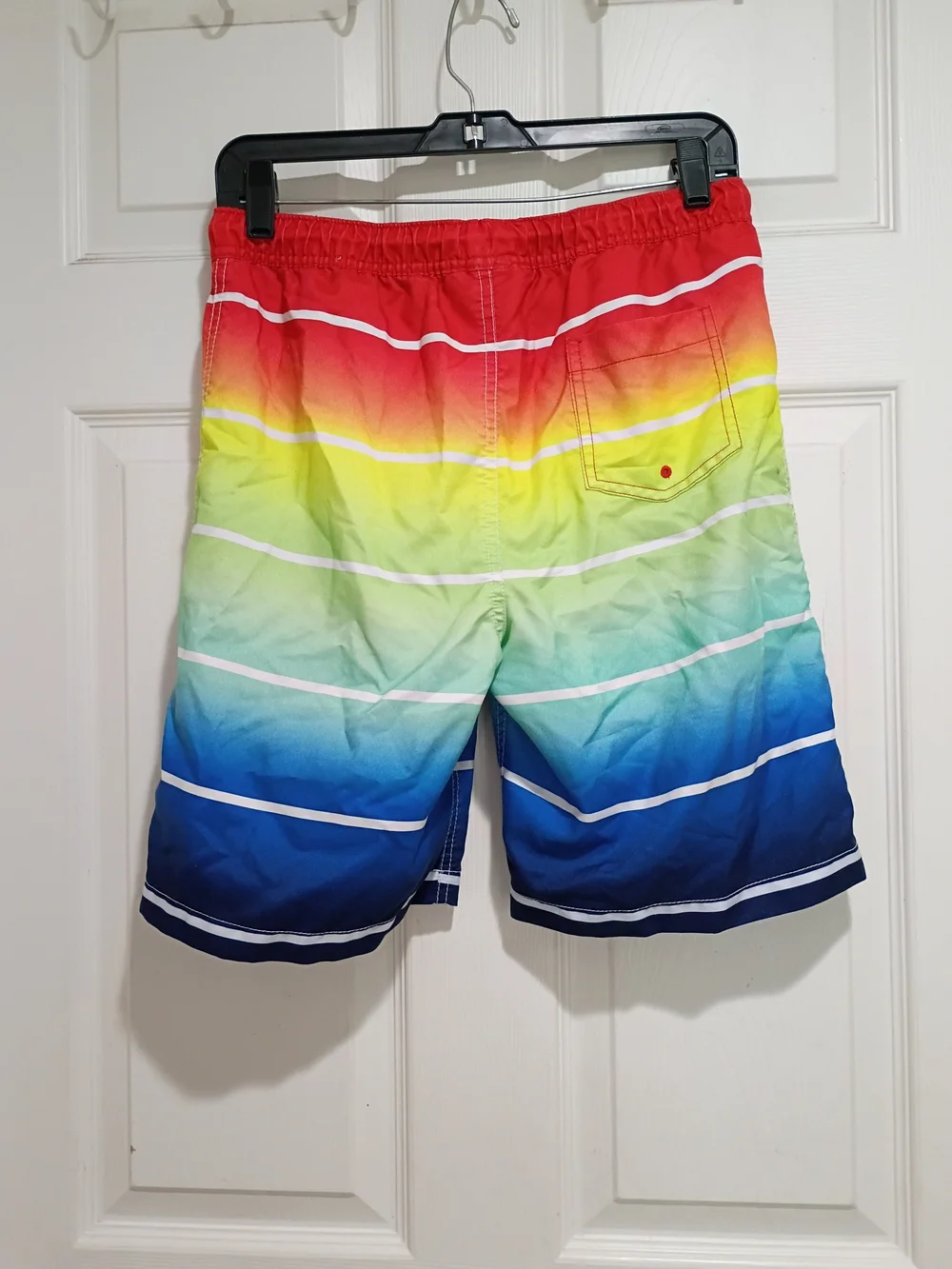 Lands' End Kids Rainbow Ombre Swim Shorts - Red, Yellow, Green, Blue Size Large